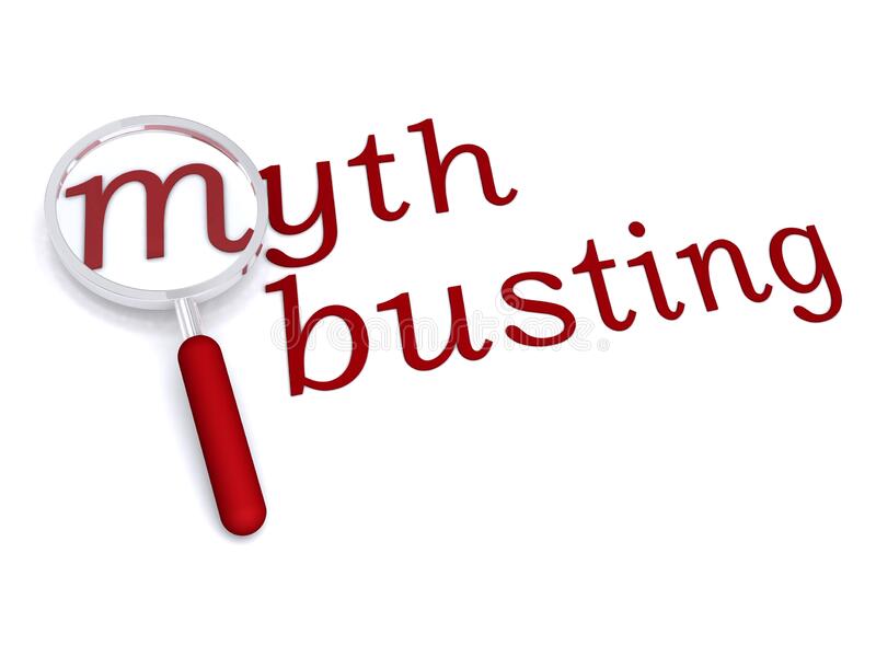 A magnifying glass over the words " myth busting ".